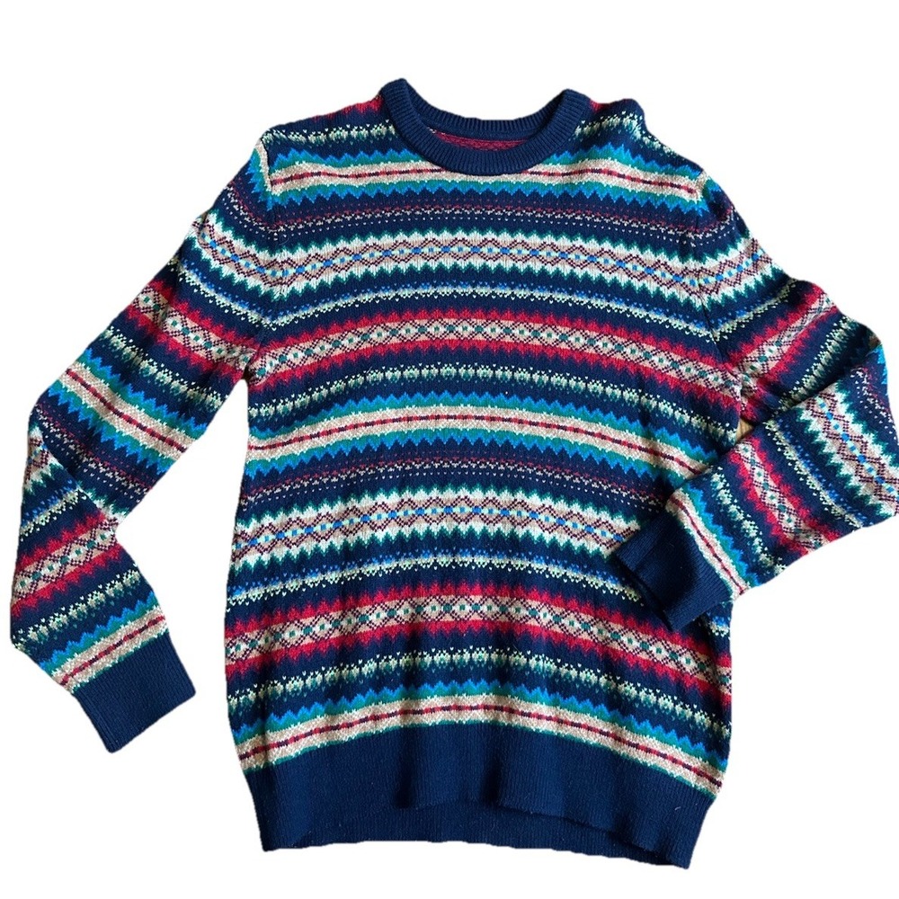GAP Men's Fair Isle Crewneck Sweater Medium Multicolor Nordic Knit